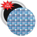 Blue plaid pattern 3  Magnets (10 pack) 