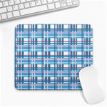 Blue plaid pattern Large Mousepads