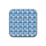 Blue plaid pattern Rubber Coaster (Square) 