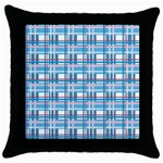 Blue plaid pattern Throw Pillow Case (Black)