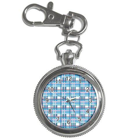 Blue plaid pattern Key Chain Watches from ArtsNow.com Front