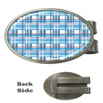 Blue plaid pattern Money Clips (Oval) 