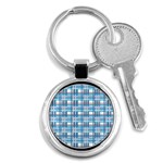 Blue plaid pattern Key Chains (Round) 