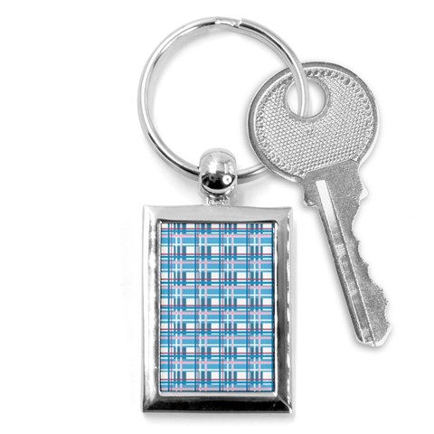 Blue plaid pattern Key Chains (Rectangle)  from ArtsNow.com Front