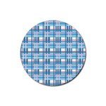 Blue plaid pattern Rubber Round Coaster (4 pack) 