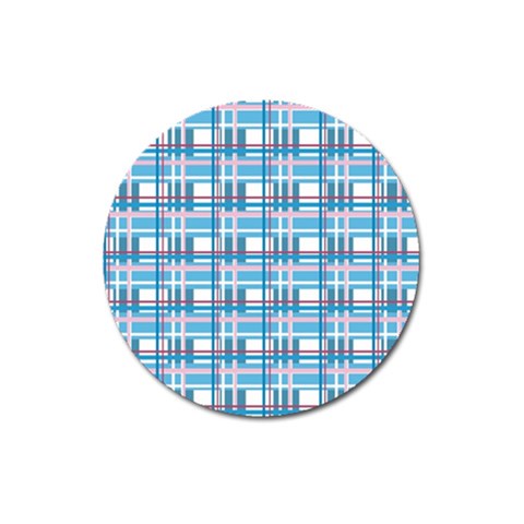 Blue plaid pattern Magnet 3  (Round) from ArtsNow.com Front