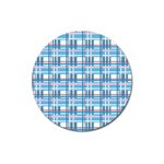 Blue plaid pattern Magnet 3  (Round)