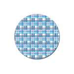 Blue plaid pattern Magnet 3  (Round)