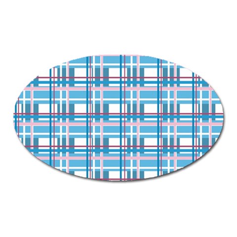 Blue plaid pattern Oval Magnet from ArtsNow.com Front