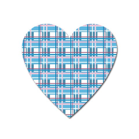 Blue plaid pattern Heart Magnet from ArtsNow.com Front