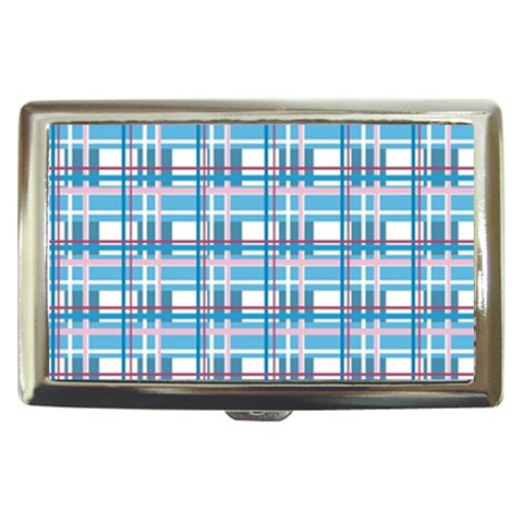 Blue plaid pattern Cigarette Money Cases from ArtsNow.com Front