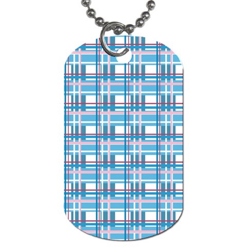 Blue plaid pattern Dog Tag (Two Sides) from ArtsNow.com Front