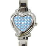 Blue plaid pattern Heart Italian Charm Watch