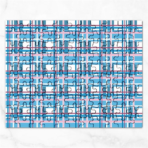 Blue plaid pattern Rectangular Jigsaw Puzzl from ArtsNow.com Front
