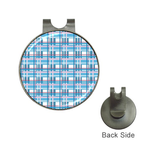 Blue plaid pattern Hat Clips with Golf Markers from ArtsNow.com Front