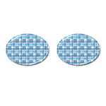 Blue plaid pattern Cufflinks (Oval)