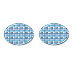 Blue plaid pattern Cufflinks (Oval)