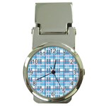 Blue plaid pattern Money Clip Watches