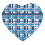 Blue plaid pattern Heart Ornament (2 Sides)