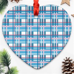 Blue plaid pattern Heart Ornament (2 Sides) from ArtsNow.com Back