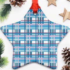 Blue plaid pattern Star Ornament (Two Sides)  from ArtsNow.com Front