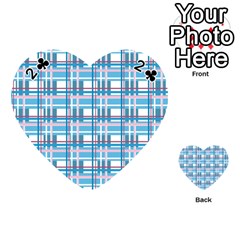 Blue plaid pattern Playing Cards 54 (Heart)  from ArtsNow.com Front - Club2