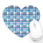 Blue plaid pattern Heart Mousepads