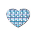 Blue plaid pattern Rubber Coaster (Heart) 