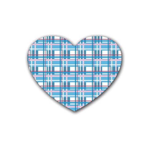 Blue plaid pattern Heart Coaster (4 pack)  from ArtsNow.com Front