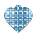 Blue plaid pattern Dog Tag Heart (One Side)