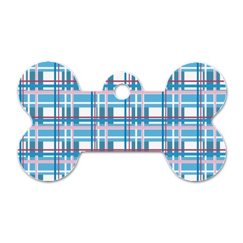 Blue plaid pattern Dog Tag Bone (One Side) from ArtsNow.com Front