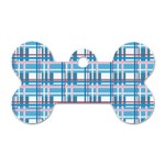 Blue plaid pattern Dog Tag Bone (One Side)