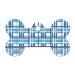 Blue plaid pattern Dog Tag Bone (Two Sides) from ArtsNow.com Front