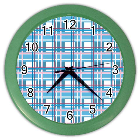 Blue plaid pattern Color Wall Clocks from ArtsNow.com Front