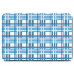 Blue plaid pattern Large Doormat 