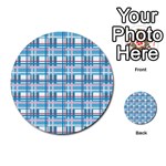 Blue plaid pattern Multi-purpose Cards (Round) 