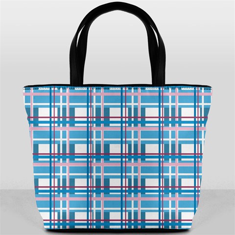 Blue plaid pattern Bucket Bags from ArtsNow.com Front