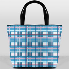 Blue plaid pattern Bucket Bags from ArtsNow.com Front