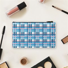 Blue plaid pattern Cosmetic Bag (Small)  from ArtsNow.com Back