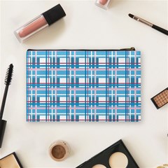 Blue plaid pattern Cosmetic Bag (Medium)  from ArtsNow.com Back