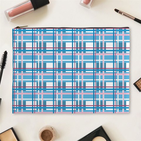 Blue plaid pattern Cosmetic Bag (XL) from ArtsNow.com Front