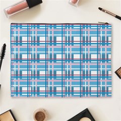 Blue plaid pattern Cosmetic Bag (XL) from ArtsNow.com Back