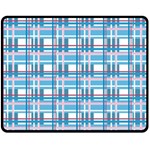 Blue plaid pattern Fleece Blanket (Medium) 