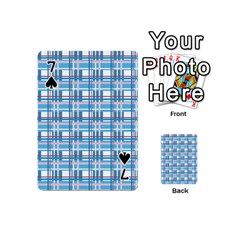 Blue plaid pattern Playing Cards 54 (Mini)  from ArtsNow.com Front - Spade7