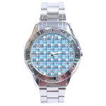 Blue plaid pattern Stainless Steel Analogue Watch