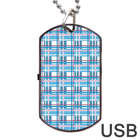 Blue plaid pattern Dog Tag USB Flash (One Side) from ArtsNow.com Front