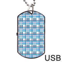 Blue plaid pattern Dog Tag USB Flash (Two Sides)  from ArtsNow.com Back