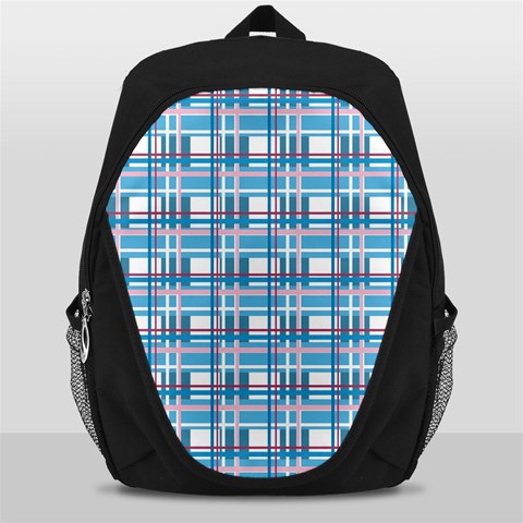 Blue plaid pattern Backpack Bag from ArtsNow.com Front