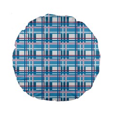 Blue plaid pattern Standard 15  Premium Round Cushions from ArtsNow.com Front