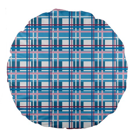 Blue plaid pattern Large 18  Premium Round Cushions from ArtsNow.com Front